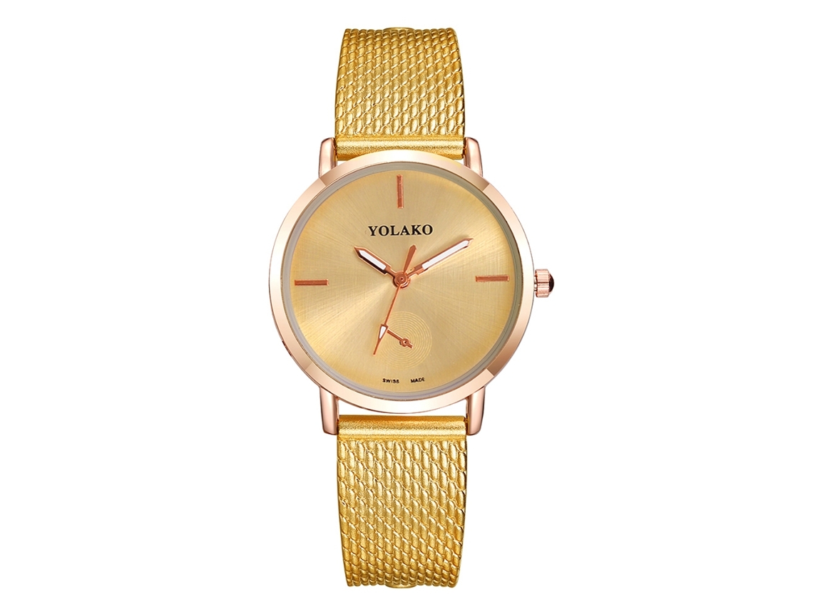 Relógio de Pulso Feminino de Moda Casual Quartzo com Pulseira de Plástico Ouro