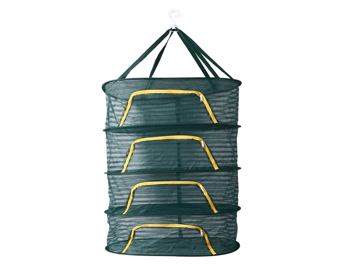 Rack De Secagem De Ervas 4 Camadas Com Zíper U Verde Escuro