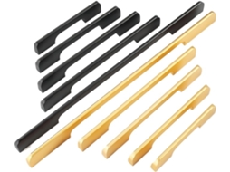 Puxador Extensível Para Armário Gaveta, Modelo Simples, Em Liga De Alumínio Preto E Dourado, Para Porta Preto 96mm