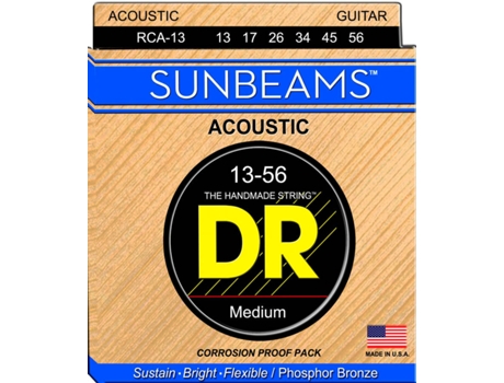 Jogo de Cordas Guitarra Acústica DR RCA-13 Sunbeam (0.13 - .017 - .026 - .034 - .045 - .056 - Bronze)