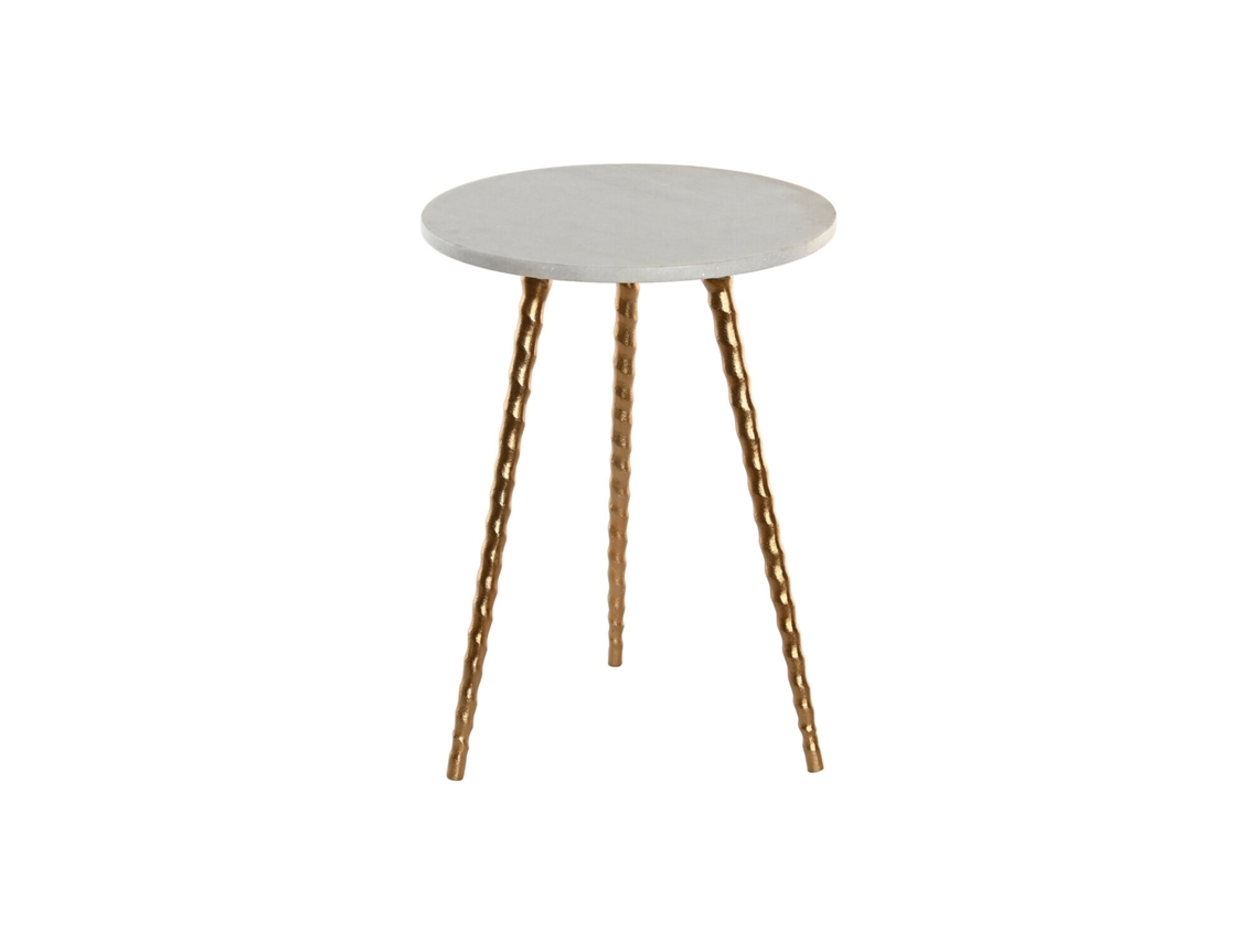 Mesa Lateral de Alumínio Branco com Mármore ALEXANDRA HOUSE LIVING (36x36x48,5cm)