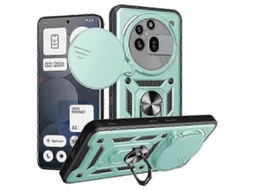 2026 capa Pro para Nothing Phone 3a com Tampa Deslizante de Câmera e Suporte Giratório Tpu/plástico Verde