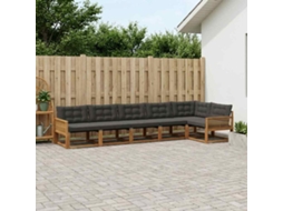 Vidaxl Conjunto De Sofás Para Exterior 6 Unid. Natural E Preto
