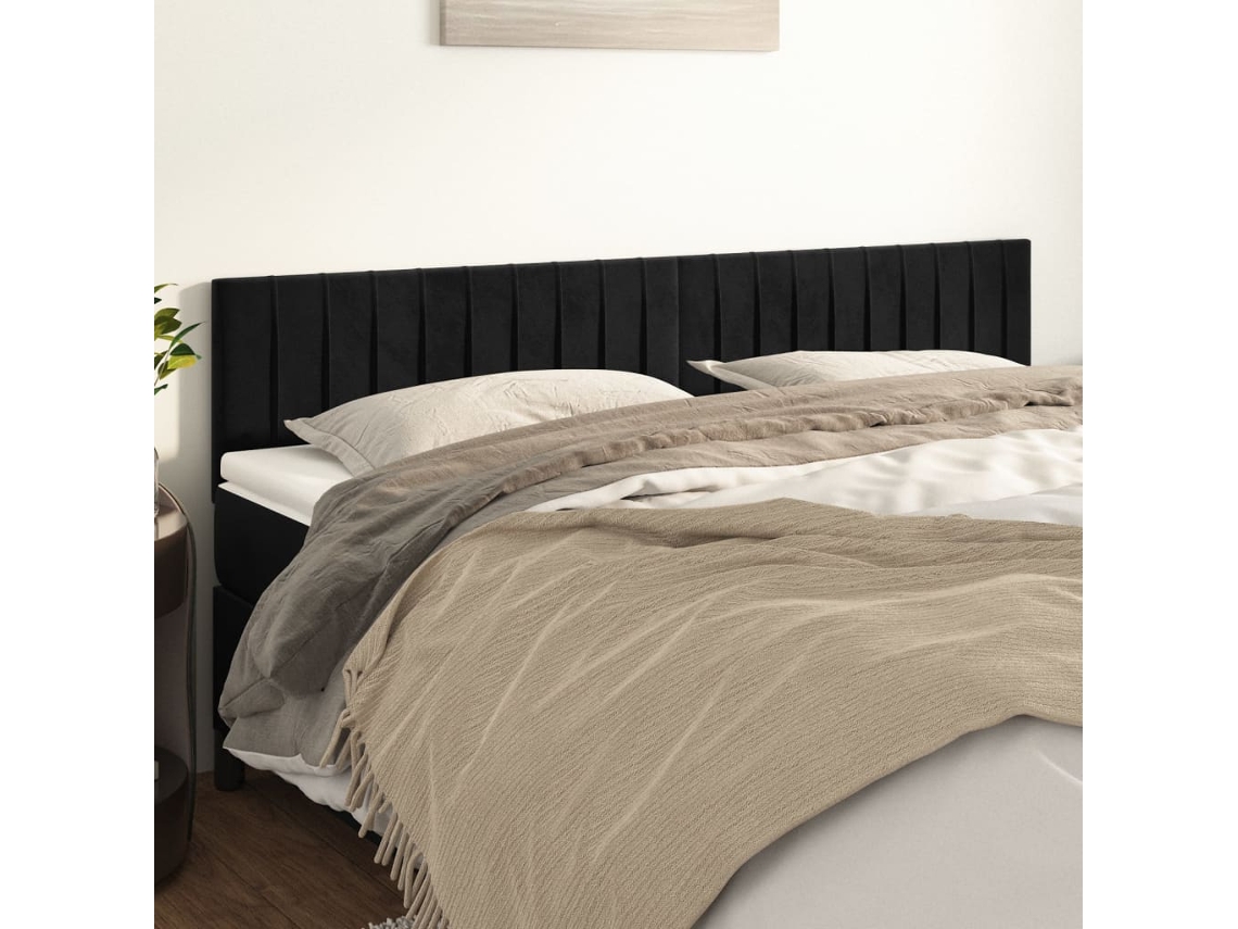 Cabecero de terciopelo de 2 piezas 90x5x78/88 cm negro