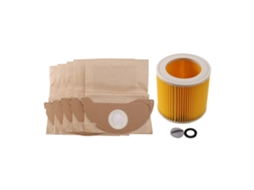 Filtro Hepa À Prova De Poeira 5 Sacos Papel Para Aspirador Pó Kärcher. Inclui Cartucho Modelos Wd2250, Wd3.200, Mv2, Mv3 E Wd3 Tuotuo