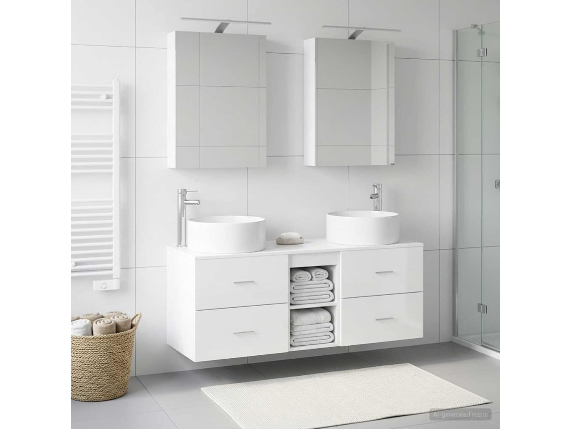 Vidaxl Conjunto De Móveis Para Banheiro 5 Unid. Branco