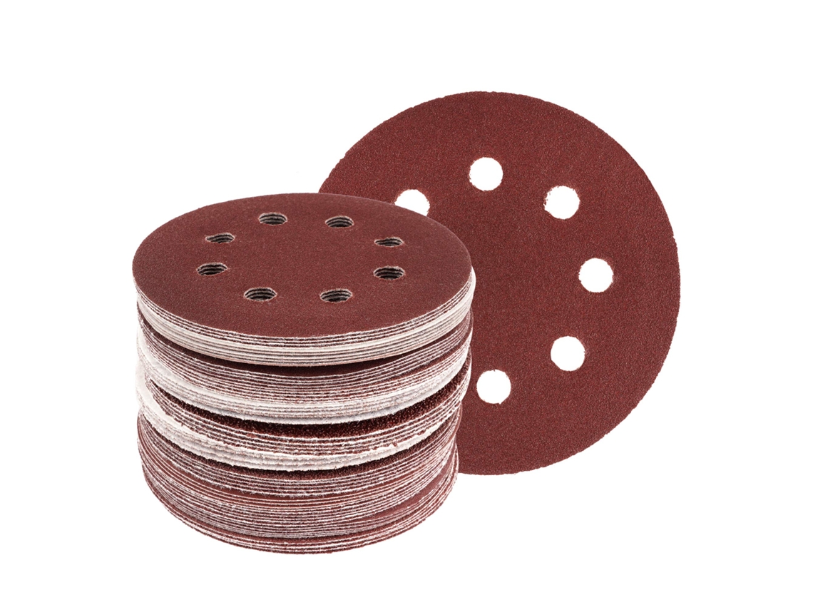 Lote De 120 Folhas De Lixa Orbital 125mm 8 Furos Grão 40/60/80/120/180/240 | Discos De Lixa Com Velcro Para Lixadeira Orbital Btforus