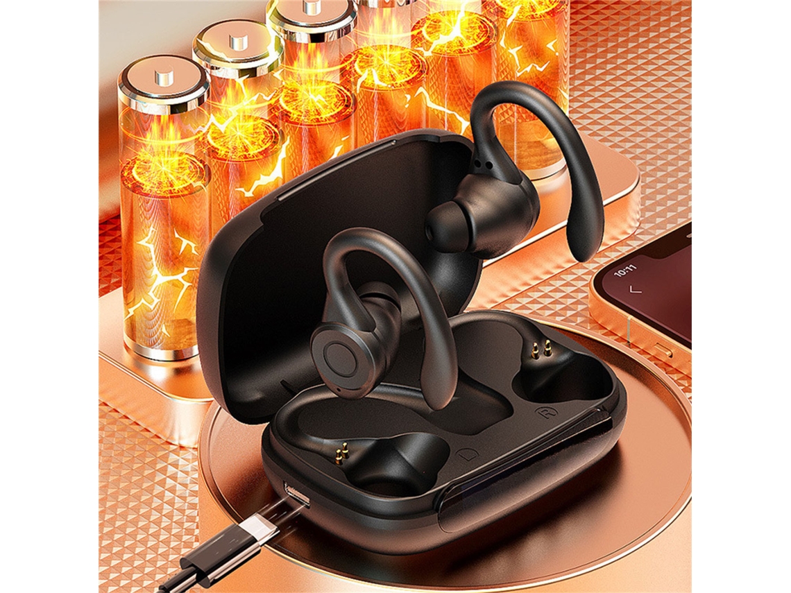 Auriculares Bluetooth Sem Fio 5.3 Hi-Fi com Ganchos para Treinamento Inaudíveis
