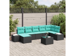 Vidaxl Conjunto De Sofá De Jardim 8 Unid. Preto Vime Pe