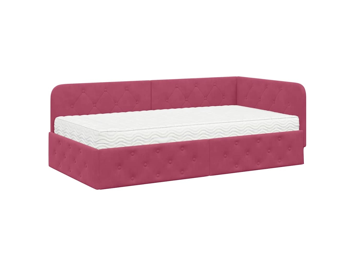 Estrutura de Cama de Canto Vinho Vermelho com Veludo 90x200 cm MAISON EXCLUSIVE