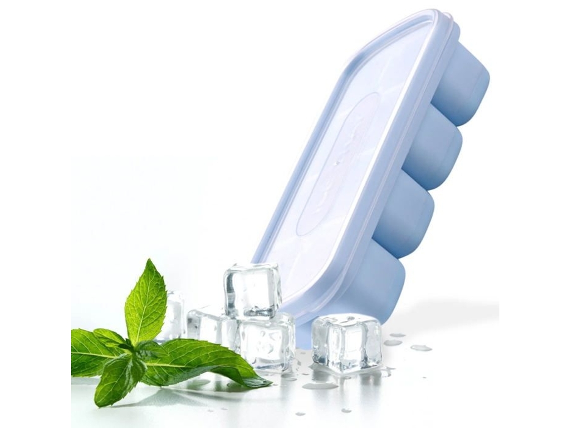 Formas De Silicone Para Cubos Gelo Com Tampas Removíveis À Prova Derramamento, Empilháveis​​ E Fáceis De Desenformar