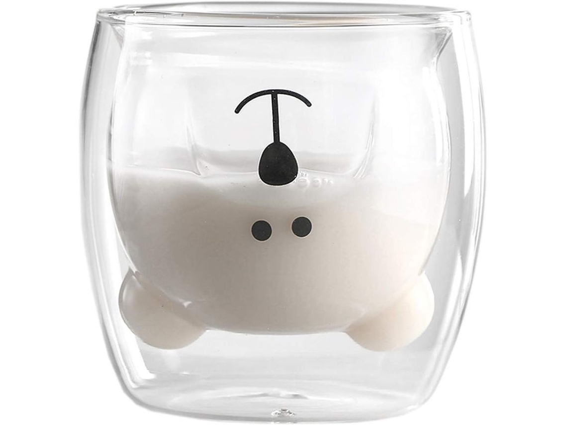 Rebe tazas de Vidrio de Doble Pared Oso para Té, Café Y Leche, Regalo de Cumpleaños, San Valentín Y Pareja, 250ml