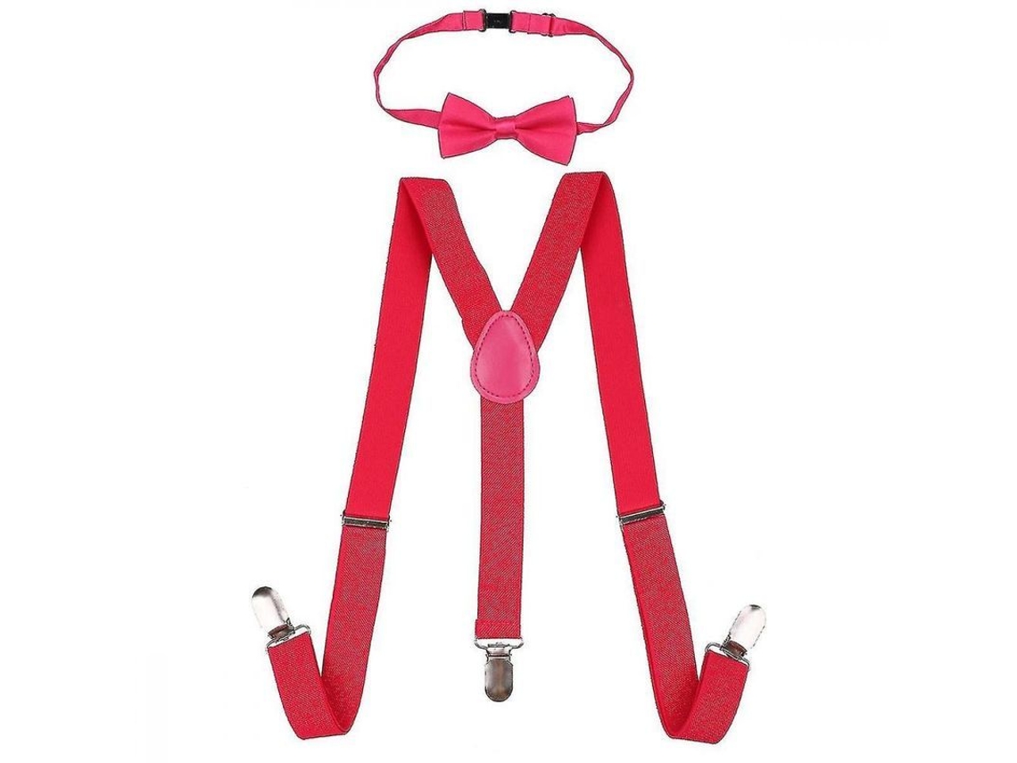 2026-corbata De Lazo Y Tirantes Elásticos Ajustables Para Niños Vjm 85 Cm (12-16 Anos) Rosa Intenso