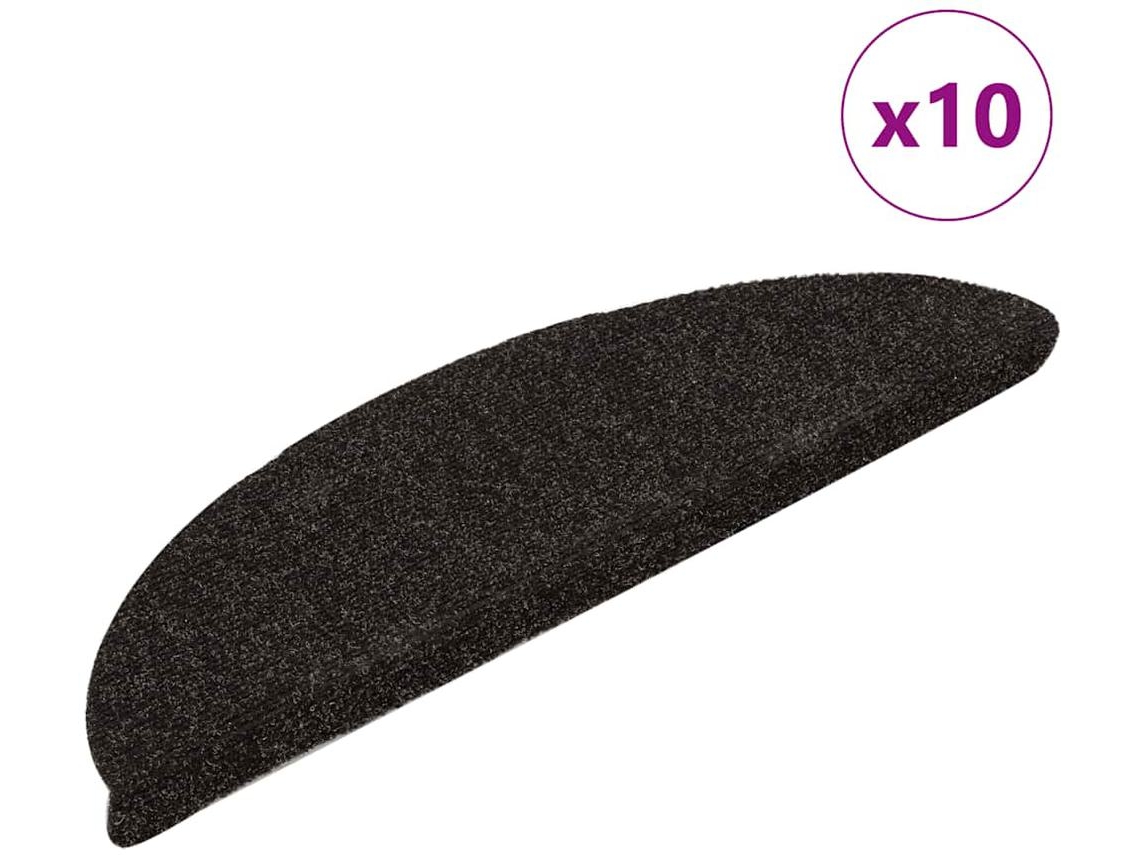 Conjunto 10 Tapete de escada VIDAXL Marrom Polipropileno (56x17x3 cm)