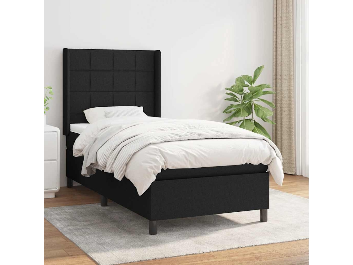 Vidaxl Cama Com Molas/colchão 90x190 Cm Tecido Preto