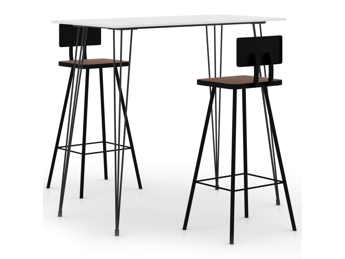 Vidaxl 3 Pcs Conjunto De Bar Branco