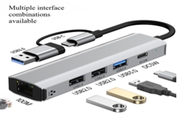 Lurelia Adaptador Ethernet 5 Em 1 Com 4k, Ethernet Gigabit, Usb 3.0, 100w Compacto