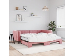 Vidaxl Sofá-cama Com Gavetão E Colchões 100x200 Cm Veludo Rosa