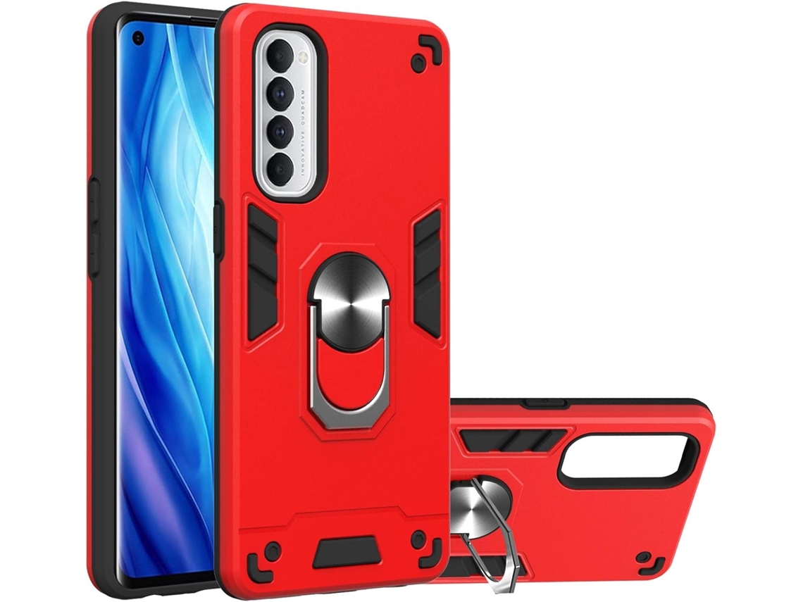 Capa Proteção Militar Carro para Oppo Reno 4 Pro HONGWE. Anti-Choque Magnética Vermelho