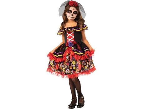 Fato de Menina DISFRAZZES Catrinita Elegante Vermelho E Preto (Tam: 5 a 7 anos)