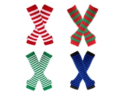 Conjunto de 4 Luvas de Natal Sem Dedos, de Tecido, com Buraco para Polegar, Elásticas, para Esportes ao Ar Livre