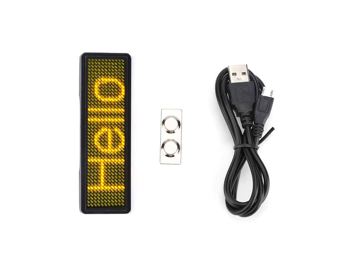 Placa de Identificação Led Deslizante Programável com Múltiplos Idiomas Recarregável (amarela)
