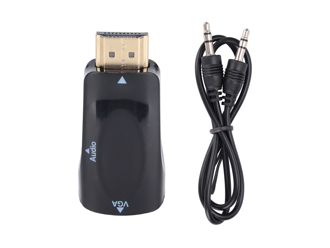 Adaptador Hdmi Para Vga Fêmea Para Macho Conversor 1080p Com Cabo De Áudio De Material Abs