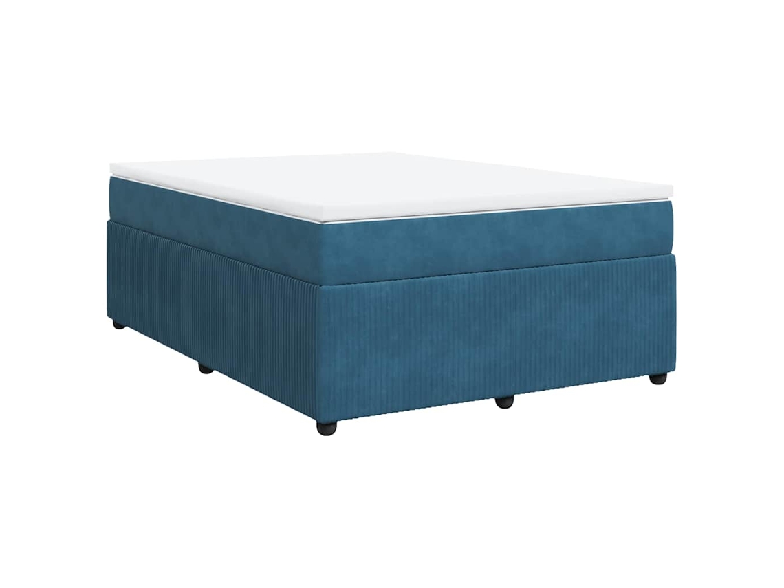 Cama com Molas/colchão 140x200 Cm Veludo Azul escuro MAISON EXCLUSIVE