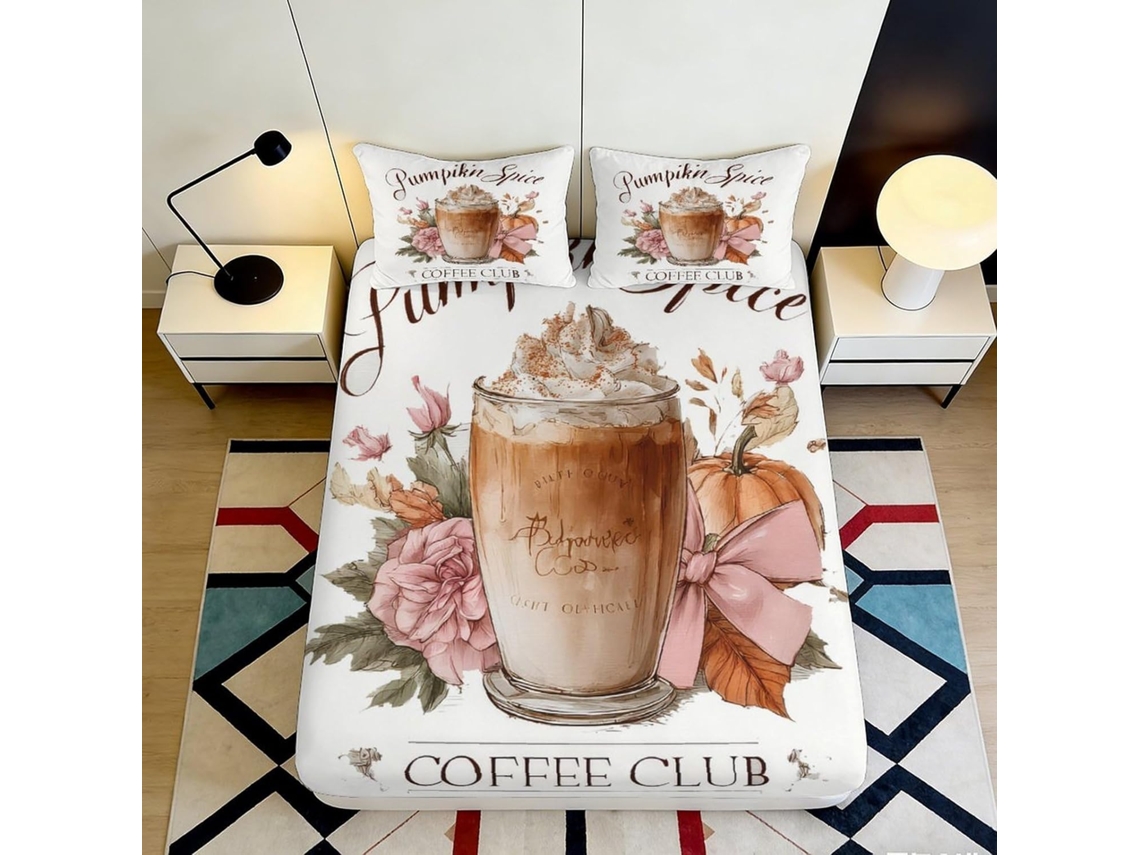 Conjunto de Cama Flores e Es Microfibra com Estampa 3d e Fronha 200x25cm S/MARCA