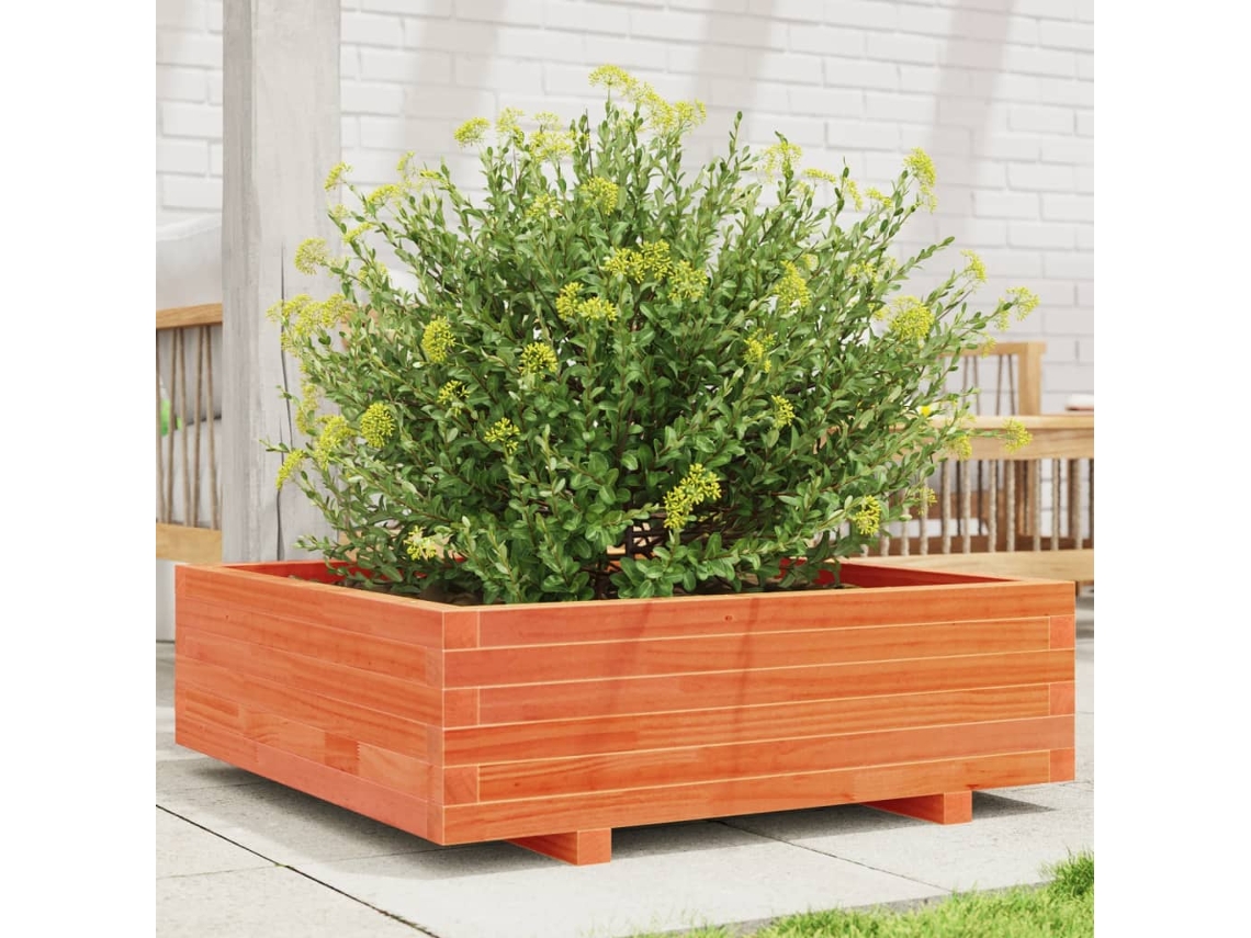 Vidaxl Vaso/floreira De Jardim 80x80x26,5 Cm Pinho Maciço Castanho-mel