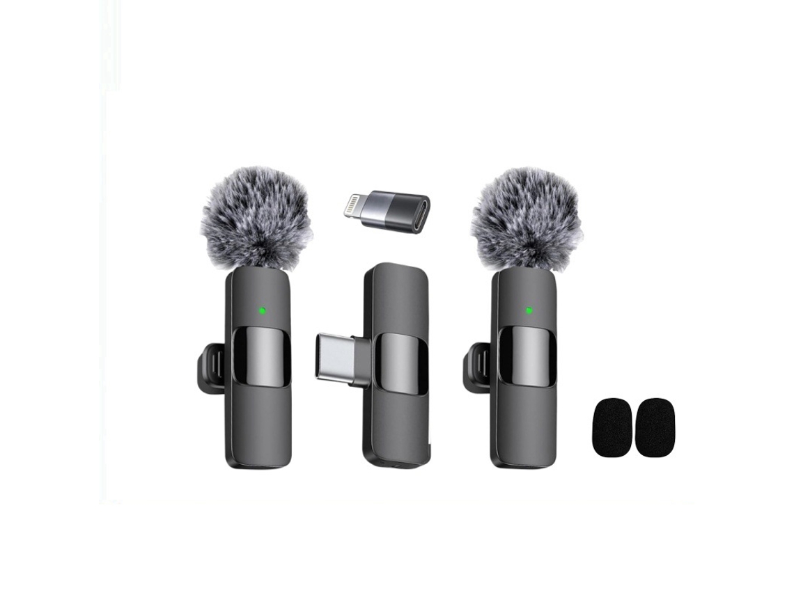 Microfone De Lapela Sem Fio Para Gravação De Áudio E Vídeo, Mini Microfone Para Iphone E Android. Aquaforge