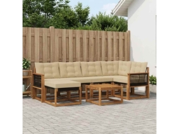 Vidaxl Conjunto De Sofás Para Exterior 7 Pcs Natural E Bege