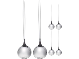 Conjunto De 6 Colheres Aço Inoxidável 20, 6cm 8, 1 Polegadas Com Design Simples E Bordas Lisas Podem Ser Lavadas Na Lava
