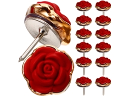 Upkoch Tachinhas Decorativas Vermelhas Compactas E Leves Em Formato De Rosa, 30 Peças Em Resina E Metal Para Escritório
