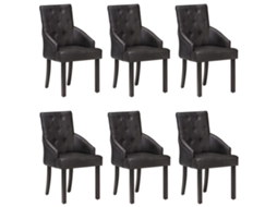 Vidaxl Cadeiras De Jantar 6 Pcs Couro De Cabra Genuíno Preto