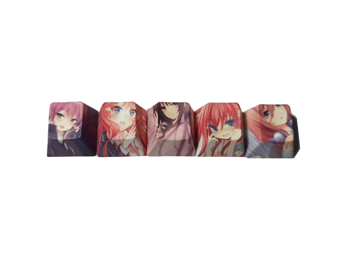 5pcs Cartoon Anime Girl Pbt Sublimação Keycap Oem R4 Para Teclado Mecânico
