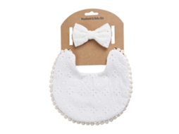 Lurelia Kit Babador Reversível Em Linho E Algodão Com Tiara Para Bebé, Variante Dp021-3