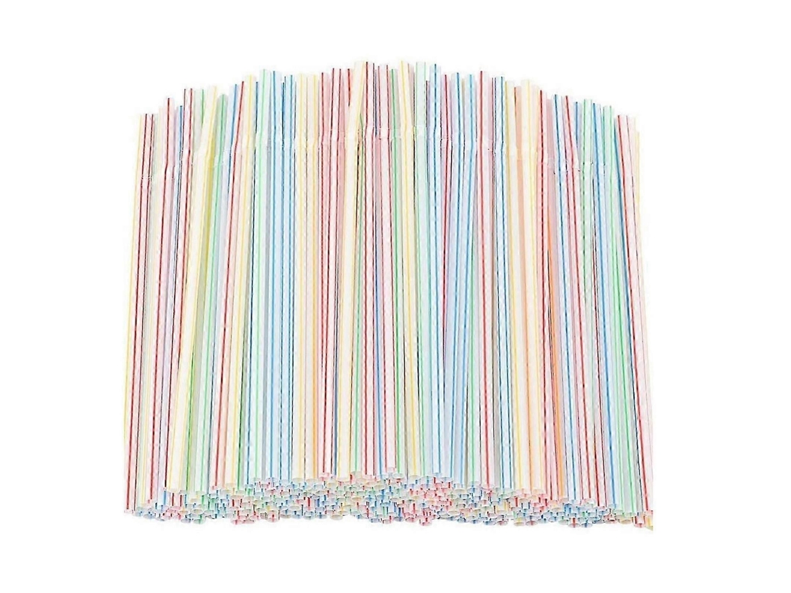 Pacote Com 500 Canudos Plásticos De 8 Polegadas, Listrados E Multicoloridos, Dobráveis