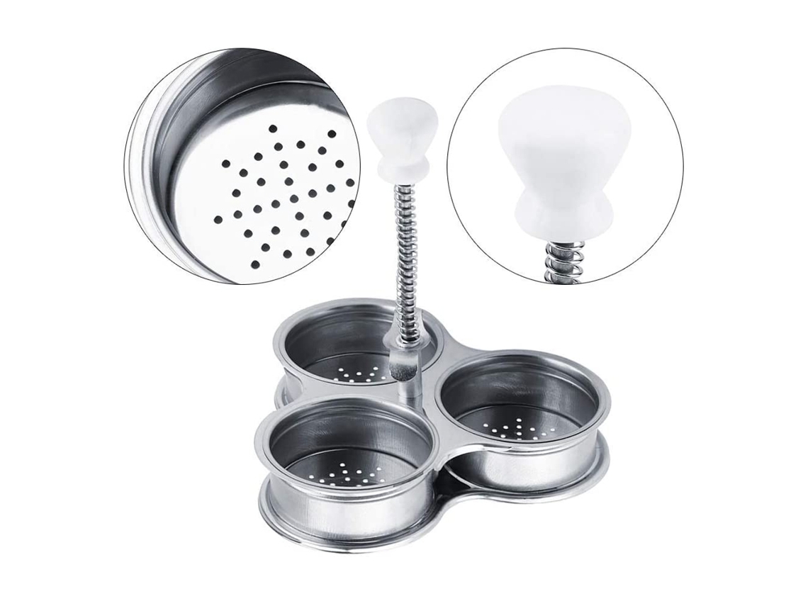 Cozedor De Ovos Com 3 Cavidades Em Aço Inoxidável, Máquina Para Cozinhar Ovos Com A Gema Mole, Utensílio De Cozinha