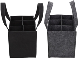 De 2 Sacolas Nuobesty Para 6 Garrafas De Vinho Em Feltro Preto E Cinza Com Alças.