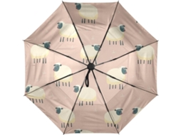 Guarda-chuva de Viagem Automático com Estampa de Ovelha Rosa Fofa