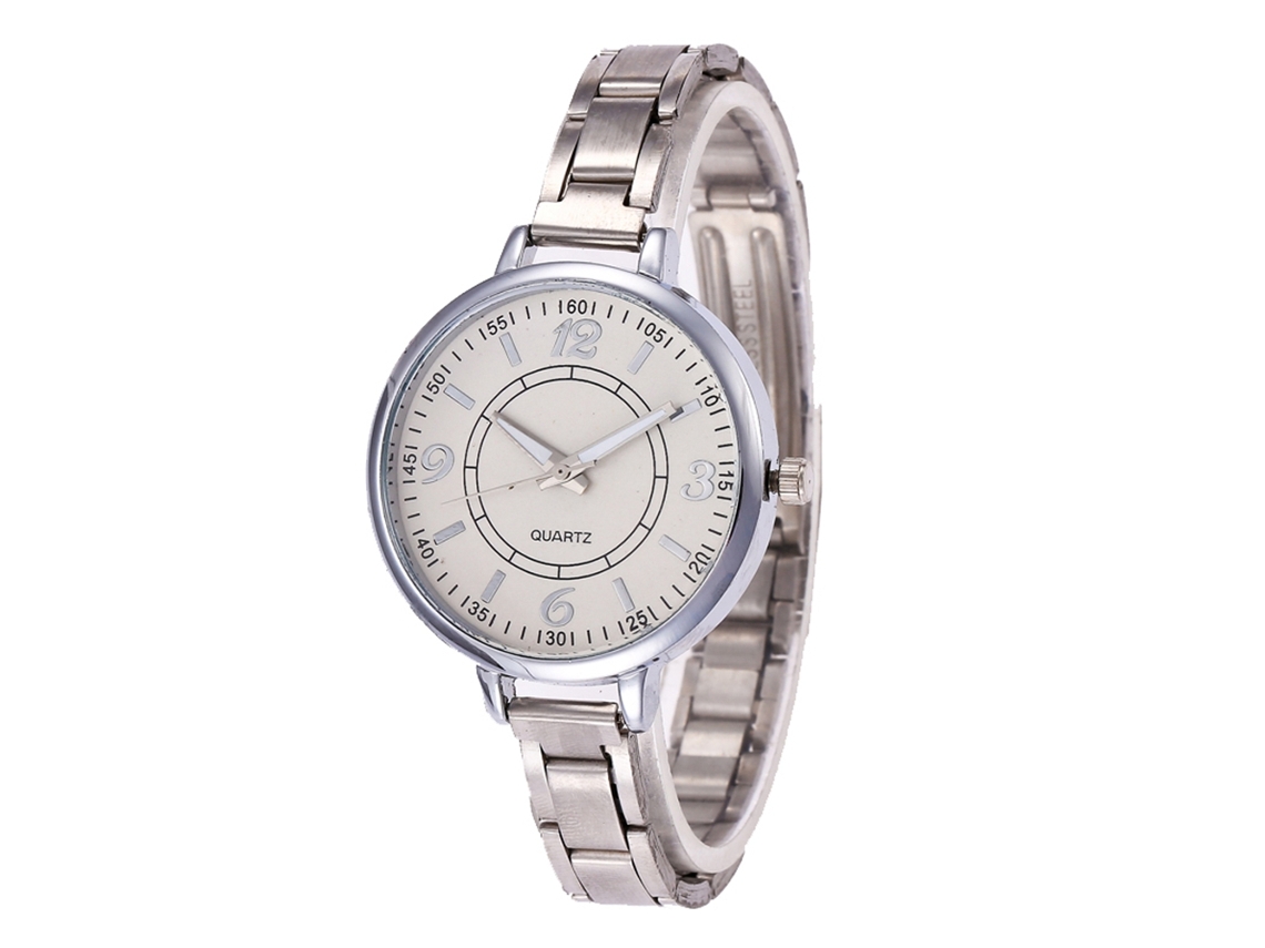 Relógio de quartzo unissex elegante e moderno para uso casual, ideal para presente, prateado.