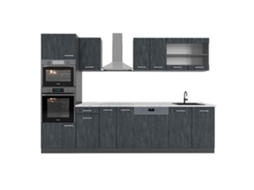 Cozinha Vicco R-Line, Concreto Preto/Antracite, 300 cm PT Mármore