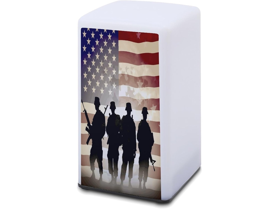 Luminária De Mesa A Bateria Com Estampa Das Forças Armadas Americanas, Ideal Para Leitura Em Escritórios E Quartos, Além