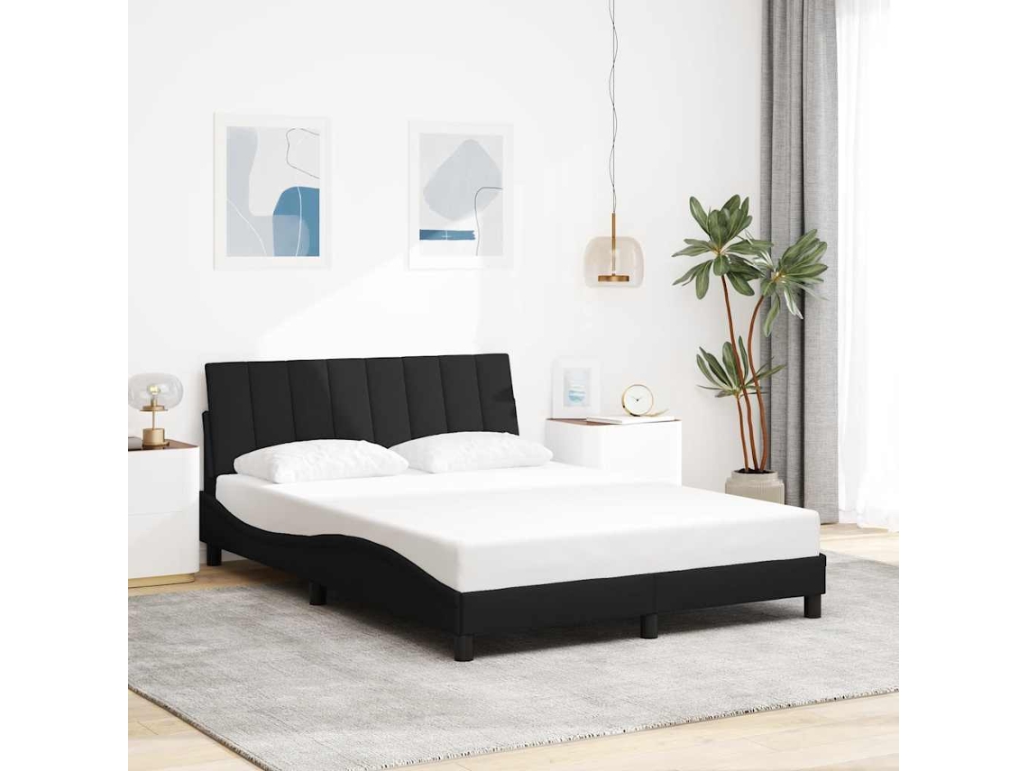 Vidaxl Estrutura De Cama Sem Colchão Hanko 140x200 Cm Tecido Preto