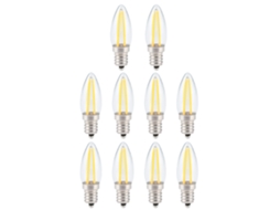 2026 10 Peças de Lâmpadas Led E12 1.5w Ac230v Filamento Longo Mini para Iluminação Residencial, Veículo e Paisagismo