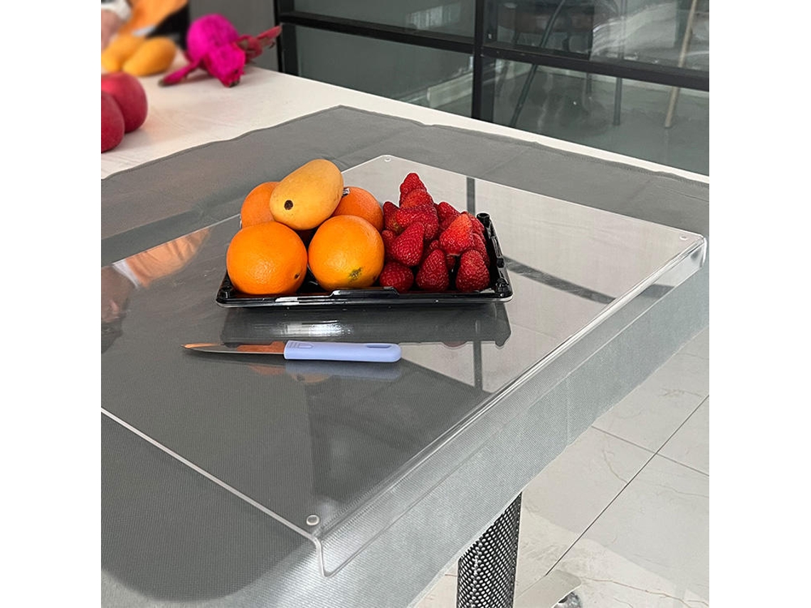 Tábua De Corte Transparente, De Acrílico, Antiderrapante, Transparente, Com Borda Para Bancada De Cozinha M Sunny Spaces