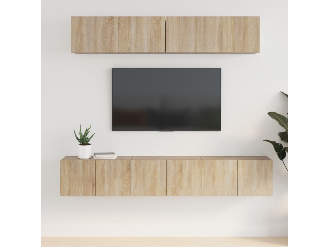 Vidaxl Conjunto Móveis De Tv 5 Pcs Madeira Processada Carvalho Sonoma