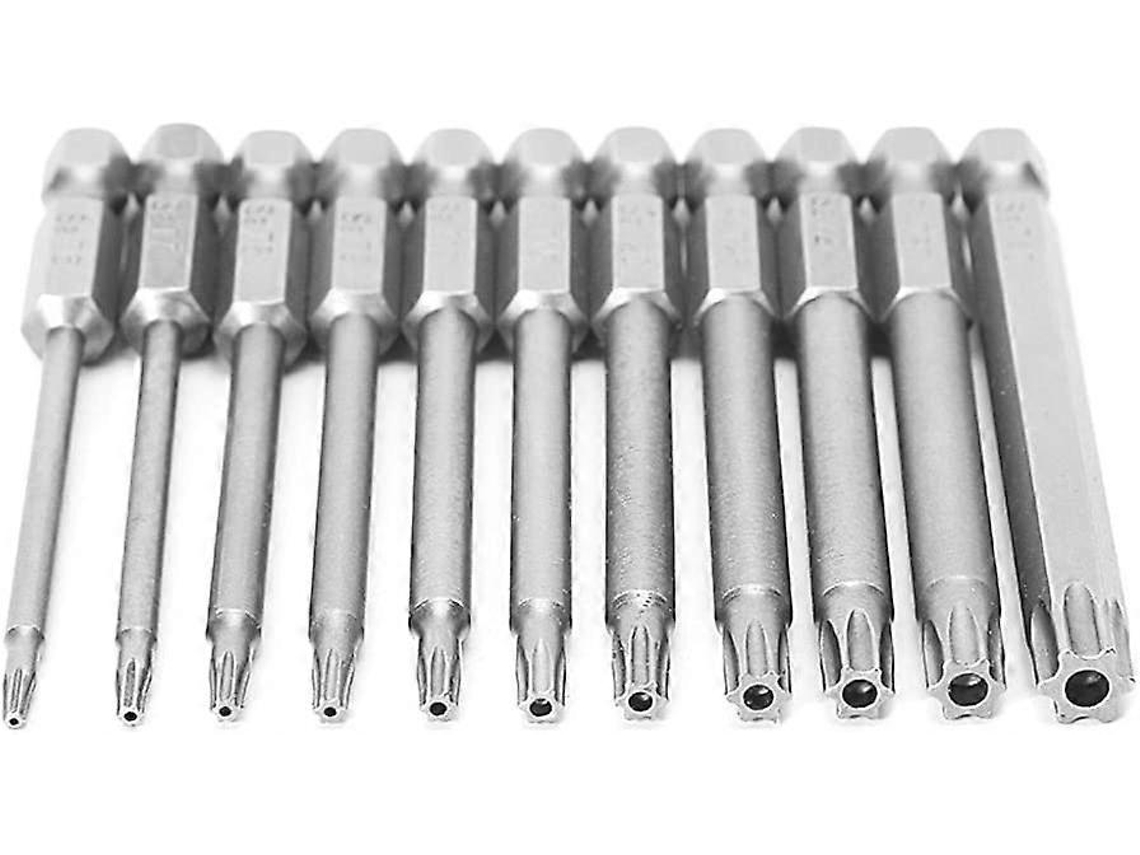 Destornillador Torx de Segurança Magnético 11pcs, S2 Aço, 75mm, T6 a T40, com Mango Hexagonal | S/MARCA