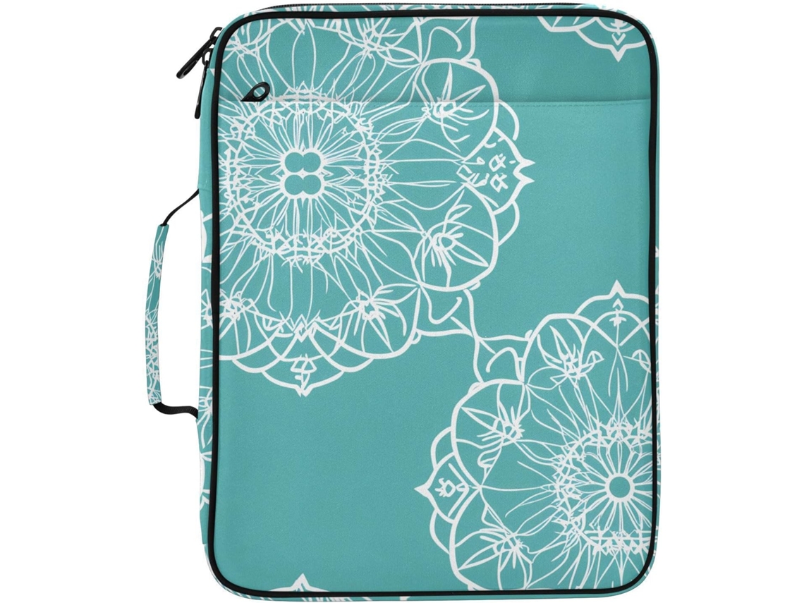 Pasta Expansível Mandala Art, Azul Petróleo, Organizador Com 7 Bolsos E Fichário De 3 Argolas Escola, Escritório E